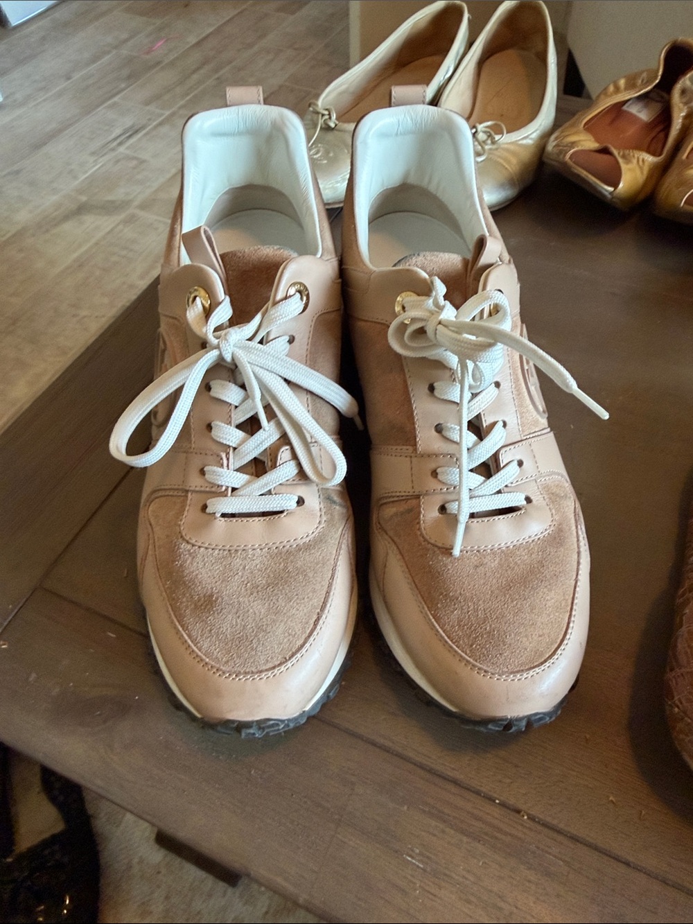 Louis Vuitton Women’s Suede & Leather Sneakers in Light Tan